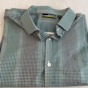 2/$32 Murano  Performance cotton dark green- green- white bottom down shirt